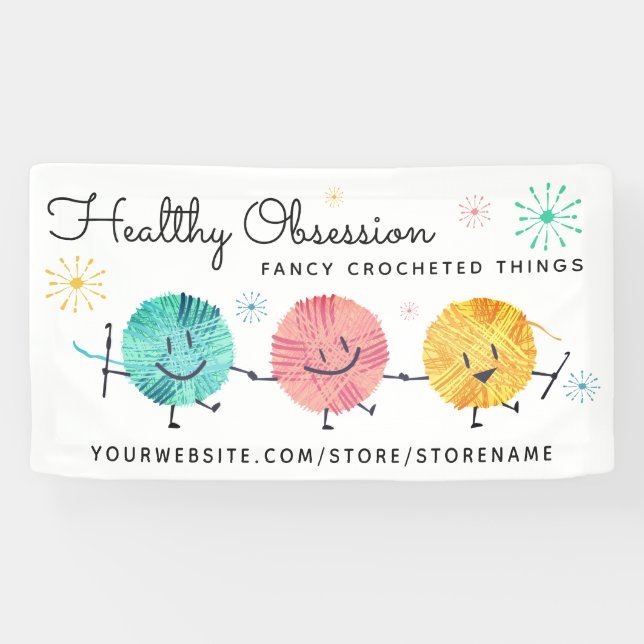 Banderoles Retro happy yarn boules crochet crochets crochet c (Horizontal)