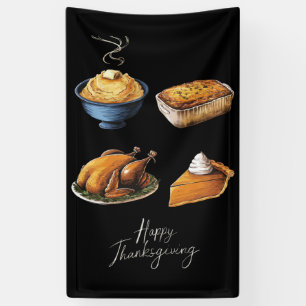 Banderoles Rétro Joyeux Thanksgiving d'automne tarte à la cit