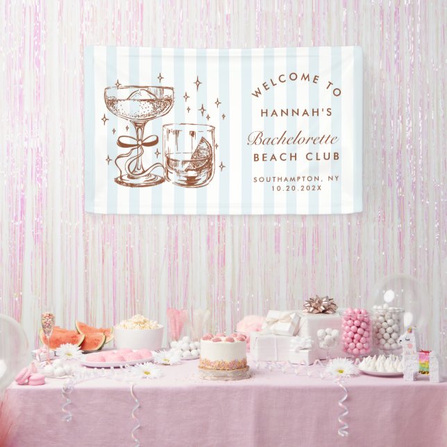 Banderoles Retro Modern Blue & Brown Bachelorette Weekend (Fête)