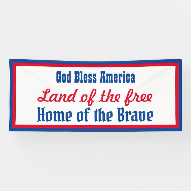 Banderoles Retro Patriotique Rouge Bleu Blanc Dieu Béni l'Amé (Horizontal)