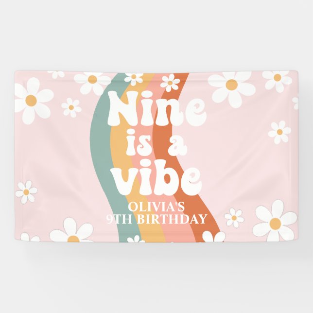 Banderoles Retro Rainbow Nine est une Vibe Daisy 9TH (Horizontal)