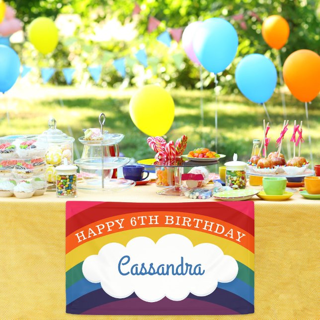 Banderoles Retro Rainbow Nom personnalisé Joyeux anniversaire (Créateur téléchargé)