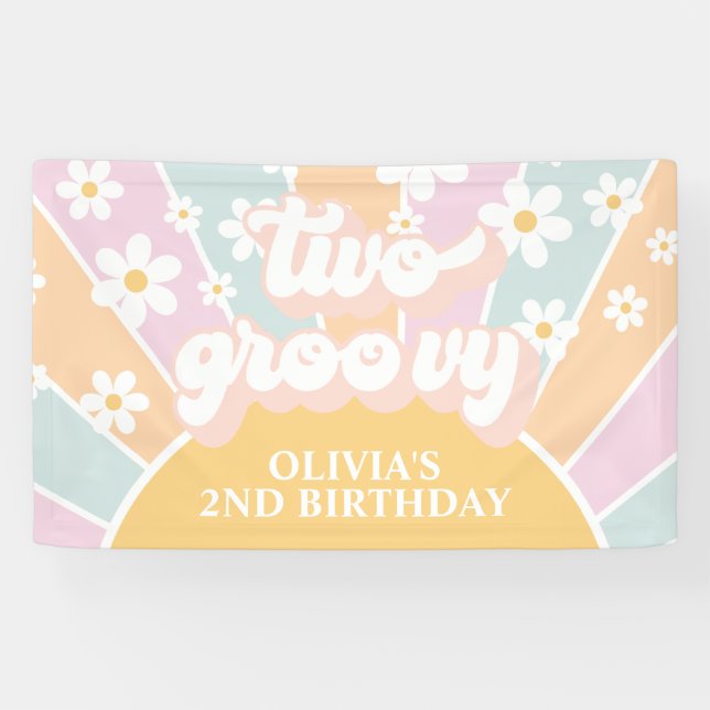 Banderoles Retro Sunshine Deux Super Pastel Daisy Anniversair (Horizontal)