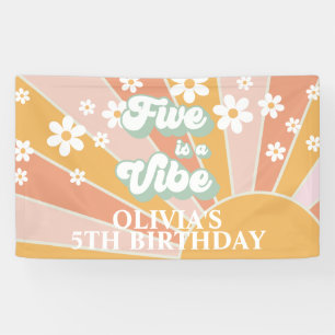 Banderoles Retro Sunshine FIVE est un Anniversaire de la marg