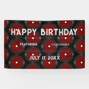 Banderoles Retro Vinyl Record Motif Bonne fête d'anniversaire