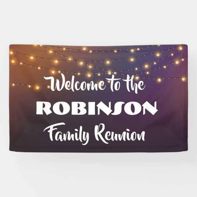 Banderoles Réunion de famille avec des lumières à cordes élég (Horizontal)
