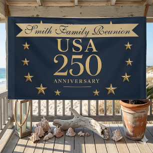 Banderoles Réunion de famille Navy Blue USA 250 Anniversaire 