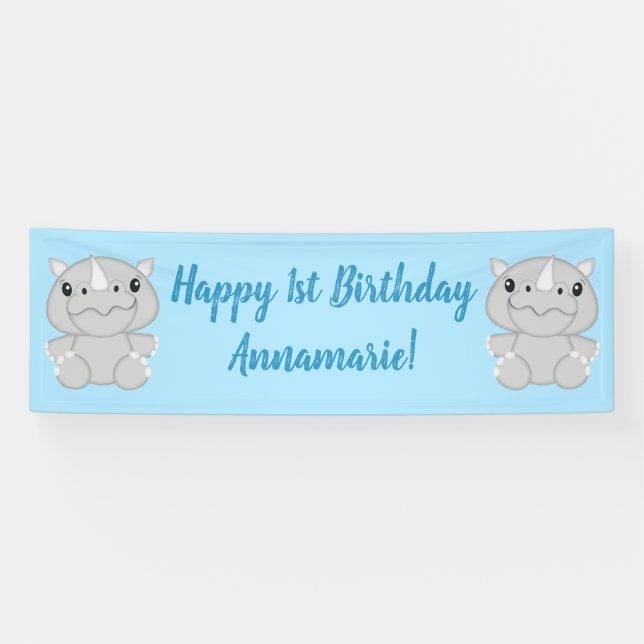 Banderoles Rhino Anniversaire Bleu (Horizontal)
