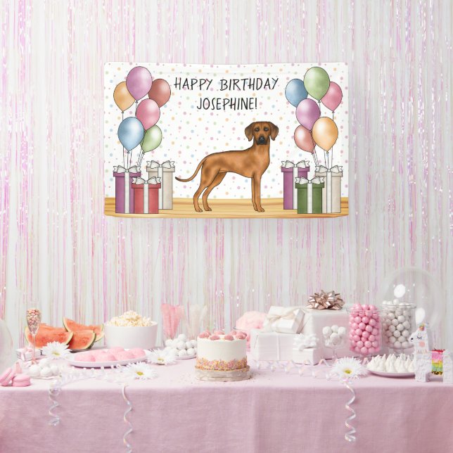 Banderoles Rhodesian Ridgeback Colorful Pastel Joyeux Anniver (Fête)