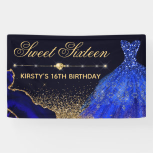 Banderoles Robe et agate bleu Aquarelle Sweet 16
