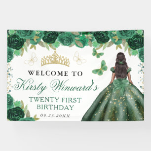 Banderoles Robe verte princesse peau foncée Floral Anniversai