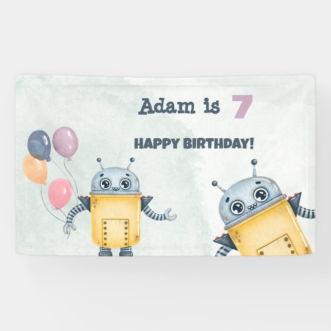 Banderoles Robot Anniversaire (Horizontal)