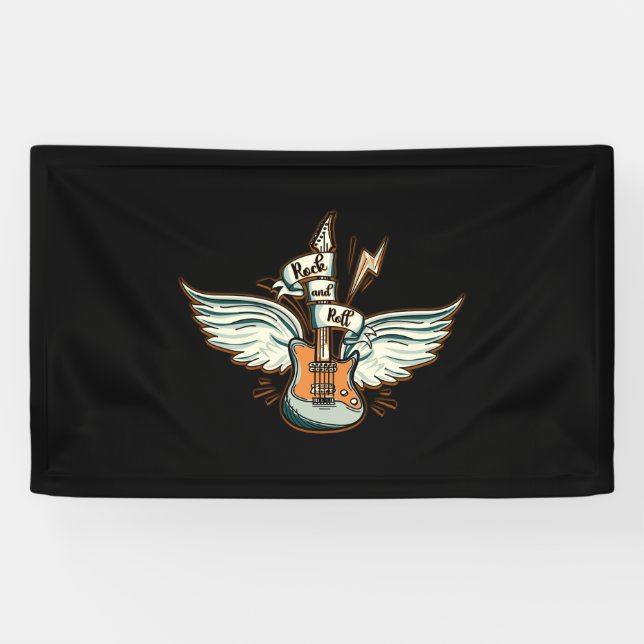 Banderoles Rock & Roll Guitar Wings Musique (Horizontal)
