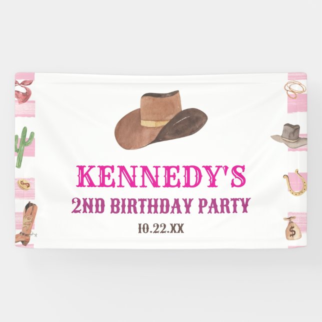 Banderoles Rodeo Cowgirl Western Wild West fête d'anniversair (Horizontal)