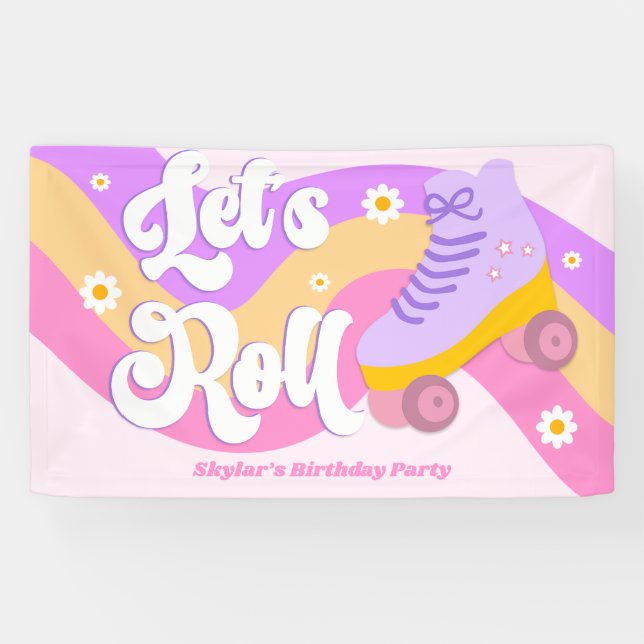 Banderoles Roll Roller Patinage Patinage Anniversaire (Horizontal)