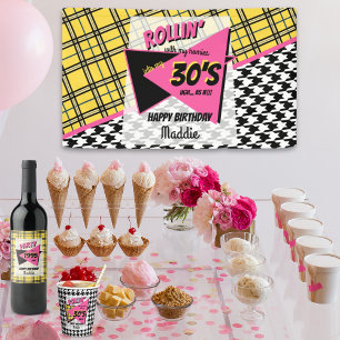 Banderoles Rollin avec mes amis jaune plaid 90s anniversaire