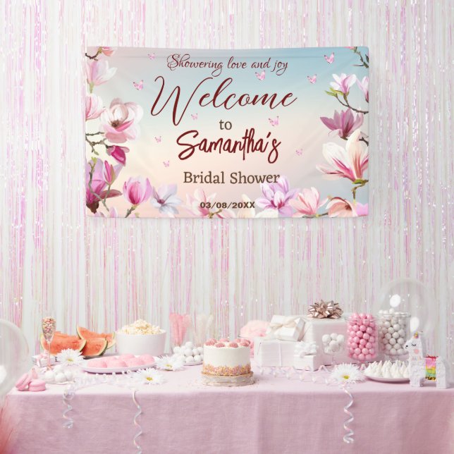 Banderoles Romance en fleurs - Fête des mariées Bienvenue (Fête)