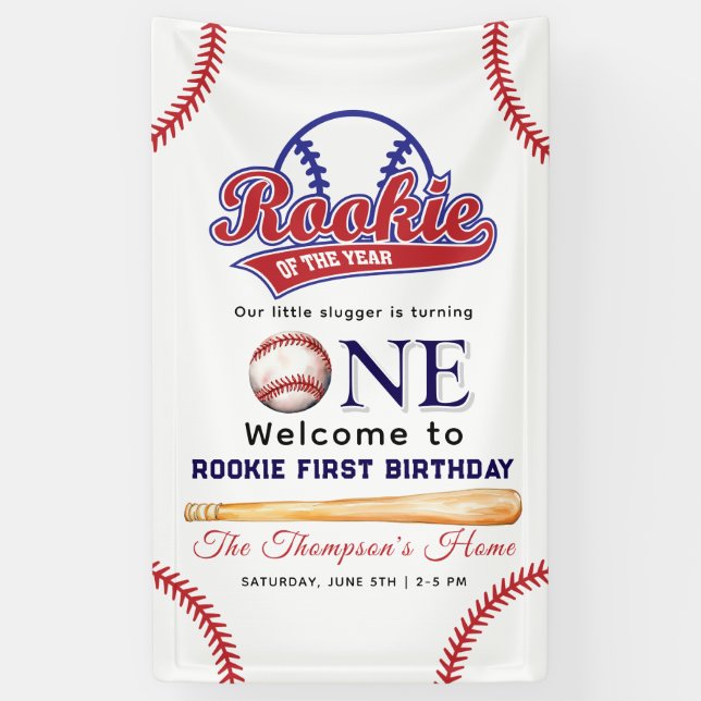 Banderoles Rookie de l'année 1er anniversaire baseball (Vertical)