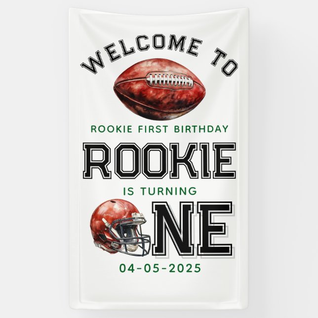 Banderoles Rookie de l'année 1er anniversaire football (Vertical)