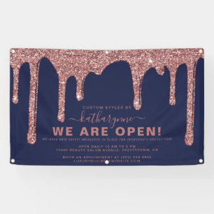Banderoles Rose bleu marine Gold Parties scintillant 