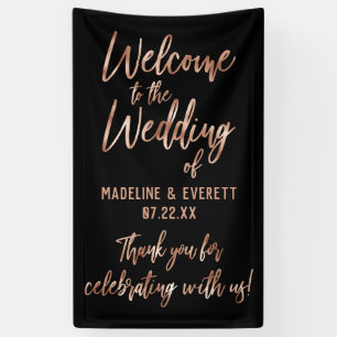Banderoles Rose Chic Gold Moderne Typographie Mariage Bienven