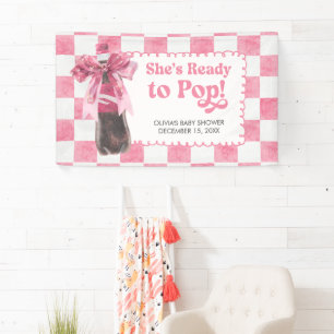 Banderoles Rose Elle est prête à éclater Baby Shower