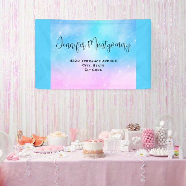Banderoles rose et bleu Pastel Gradient Sky Adresse (Fête)