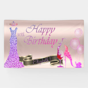 Banderoles Rose Gold, Ballons,Verre,Talon,Robe à paillettes