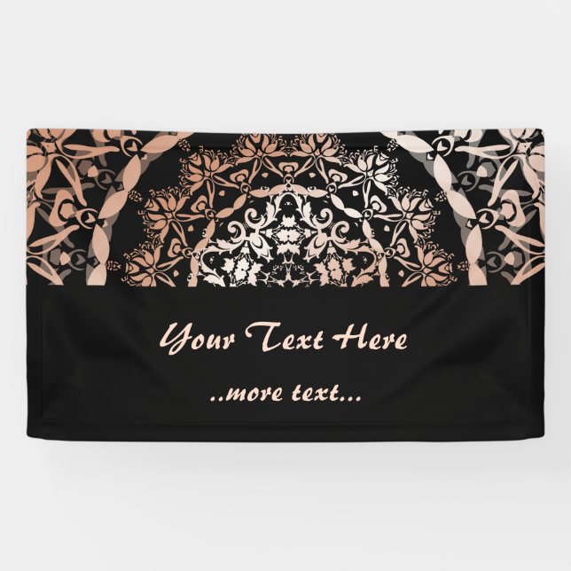 Banderoles Rose Gold Black Floral Mandala (Horizontal)