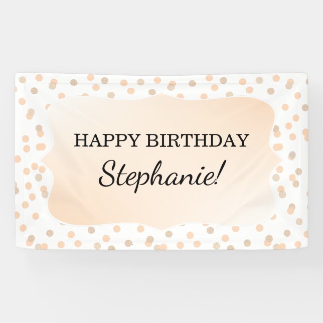 Banderoles Rose Gold Confetti fête d'anniversaire (Horizontal)