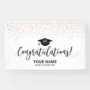 Banderoles Rose Gold Confettis Noirs Félicitations Remise de