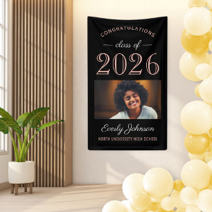 Banderoles Rose Gold Élégant Classe de 2026 Photo