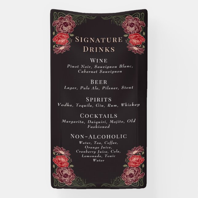 Banderoles Rose Gold Enchanted Garden Wedding Boissons Bar Me (Verticale)