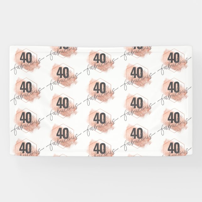 Banderoles Rose Gold Faux Foil 40e anniversaire étape et répé (Horizontal)