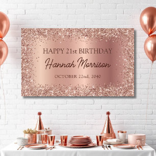 Banderoles Rose Gold Foil Parties scintillant 21ème anniversa