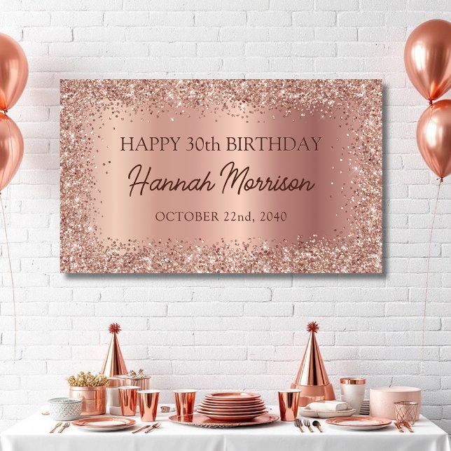 Banderoles Rose Gold Foil Parties scintillant 30e anniversair (Créateur téléchargé)