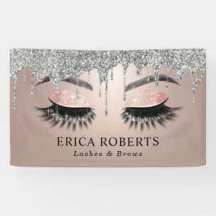 Banderoles Rose Gold Lashes & Brows Salon Modern Silver Drive