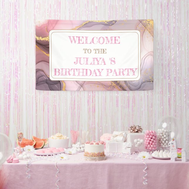 Banderoles Rose Gold parties scintillant rose anniversaire bi (Fête)