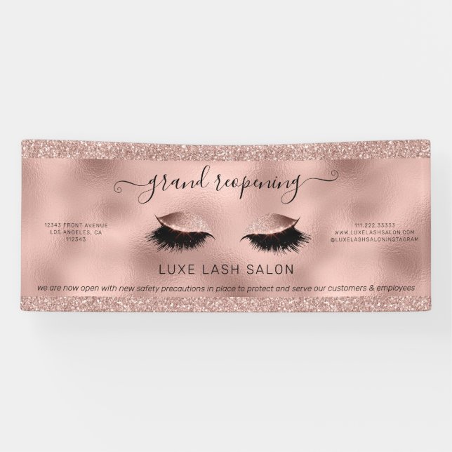 Banderoles Rose Gold Parties scintillant Salon Réouverture Sé (Horizontal)