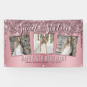 Banderoles Rose Gold Rose Parties scintillant photo Collage 1
