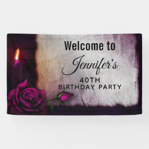 Banderoles Rose gothique, bougie et parchemin Anniversaire