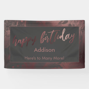 Banderoles Rose moderne Gold & Gris Marbré Joyeux Anniversair