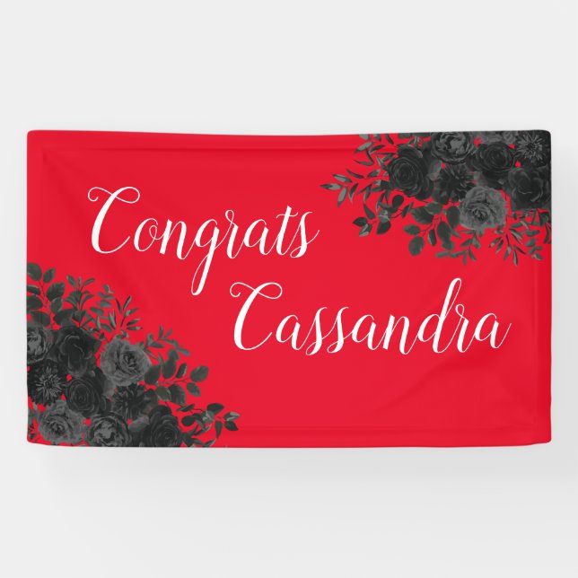 Banderoles Rose noir foncé gothique fête de graduation rouge (Horizontal)