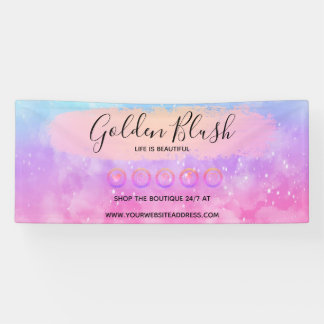 Banderoles Rose Pâle Aquarelle & Géométrique Moderne Doré Chi