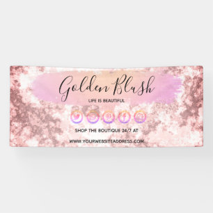 Banderoles Rose Pâle Aquarelle & Géométrique Moderne Doré Élé