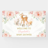 Rose Pâle Floral Faune Cerf Lapin Bienvenue Bébé