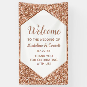 Banderoles Rose Parties scintillant or Confetti Glam Mariage 