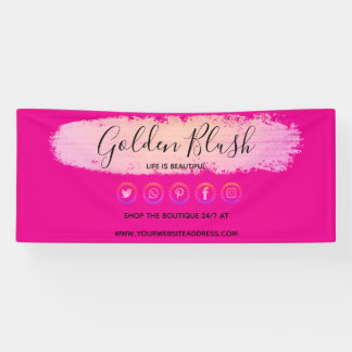 Banderoles Rose poudré aquarelle et chic géométrique or moder