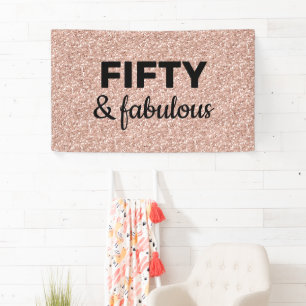 Banderoles Rose Rose Gold 50 et fabuleux anniversaire