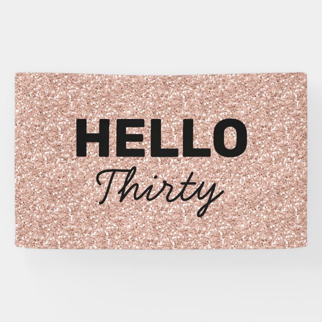 Banderoles Rose Rose Gold Bonjour trente-dixième anniversaire (Horizontal)